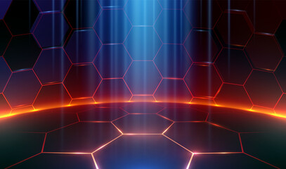 Technology hexagonal background with light effects © d1sk