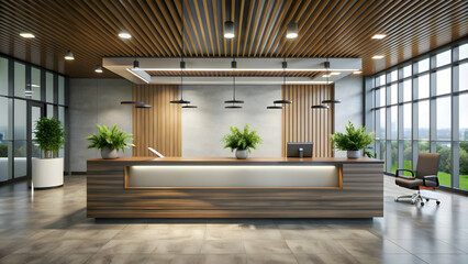 Reception area with modern reception desk in a gym fitness center, fitness center, gym