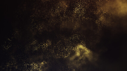 Golden luxury particles on a black background