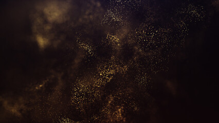 Golden luxury particles on a black background