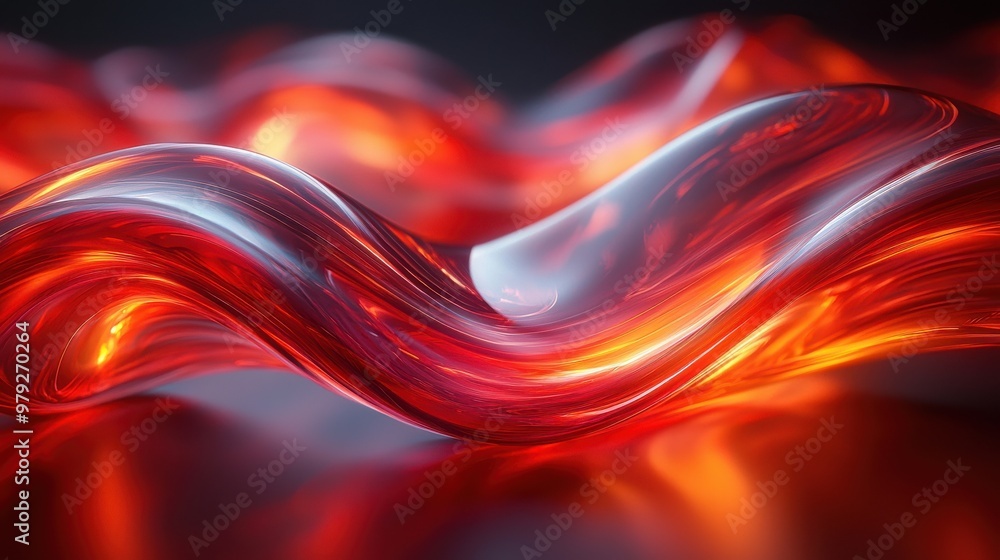 Poster abstract red wave patterns illuminated by soft lighting create a dynamic visual effect, showcasing f