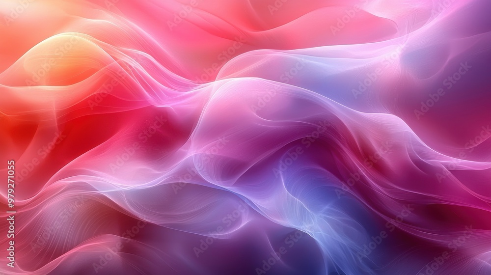 Poster colorful abstract waves in vibrant hues swirling together, creating fluid motion and depth in a drea