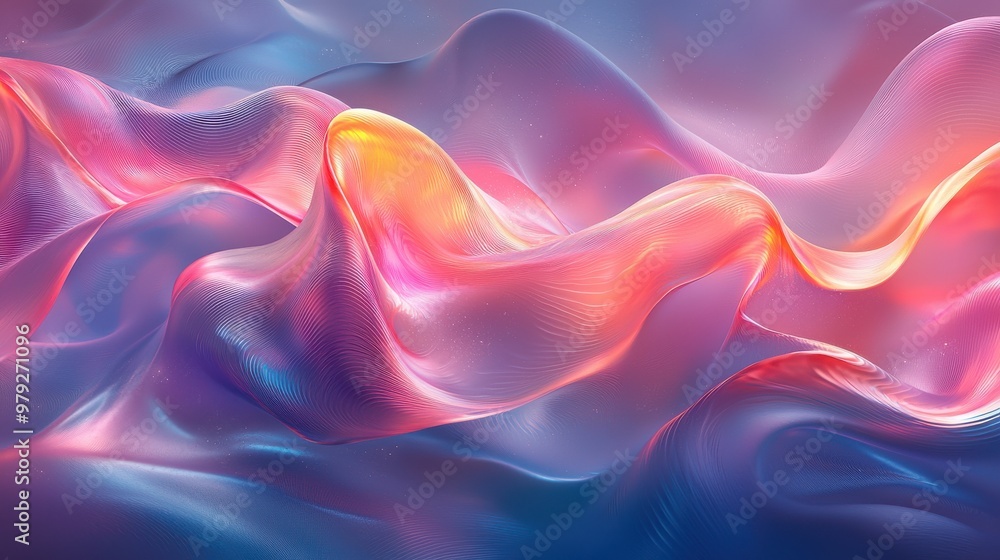 Poster colorful abstract waves of silk-like fabric create a mesmerizing pattern in a dreamlike underwater l