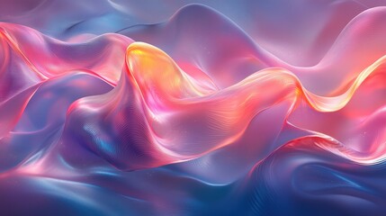 Obraz premium Colorful abstract waves of silk-like fabric create a mesmerizing pattern in a dreamlike underwater landscape at twilight