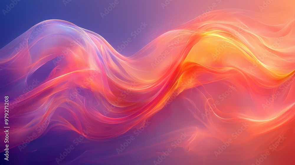 Poster vibrant swirling colors creating a dynamic abstract design with warm hues in a soft gradient over a 