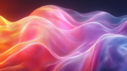 Obraz premium Colorful flowing waves of light and texture create a mesmerizing display in a digital abstract design at dusk