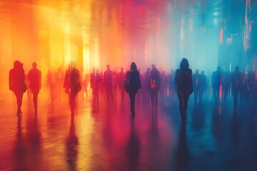 Fototapeta premium abstract vector group of crowded people. mob of people. confusion of people. abstract crowd illustration, mass gatherings, urban population, social dynamics