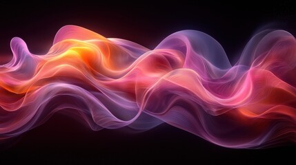 Obraz premium Colorful abstract waves of light flowing gracefully across a dark background, creating a mesmerizing visual effect