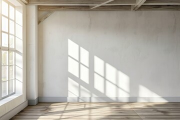 Obraz premium White empty wall window floor room.