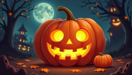  Happy Halloween A jackolanterns cheerful glow in the moonlit night