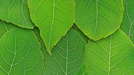 Obraz premium Detailed view of green leaves with visible vein patterns, offering a fresh and organic composition. Ideal for nature-inspired and environmental projects.