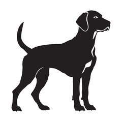 American Foxhound dog silhouette Design, Dog Clipart vector illustration in black and white
