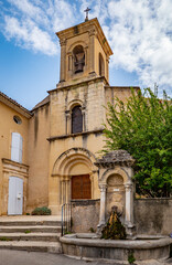Lourmarin, Vaucluse, France - September 7, 2024: Church of Saint-Andr&eacute; et Saint-Trophime