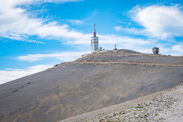 Carpentras, Vaucluse, France - September 6, 2024: Summit of the Mont Ventoux seen from the South side.