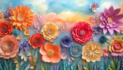 A vibrant floral arrangement featuring an array of colorful flowers set against a soft background, perfect for spring themes.