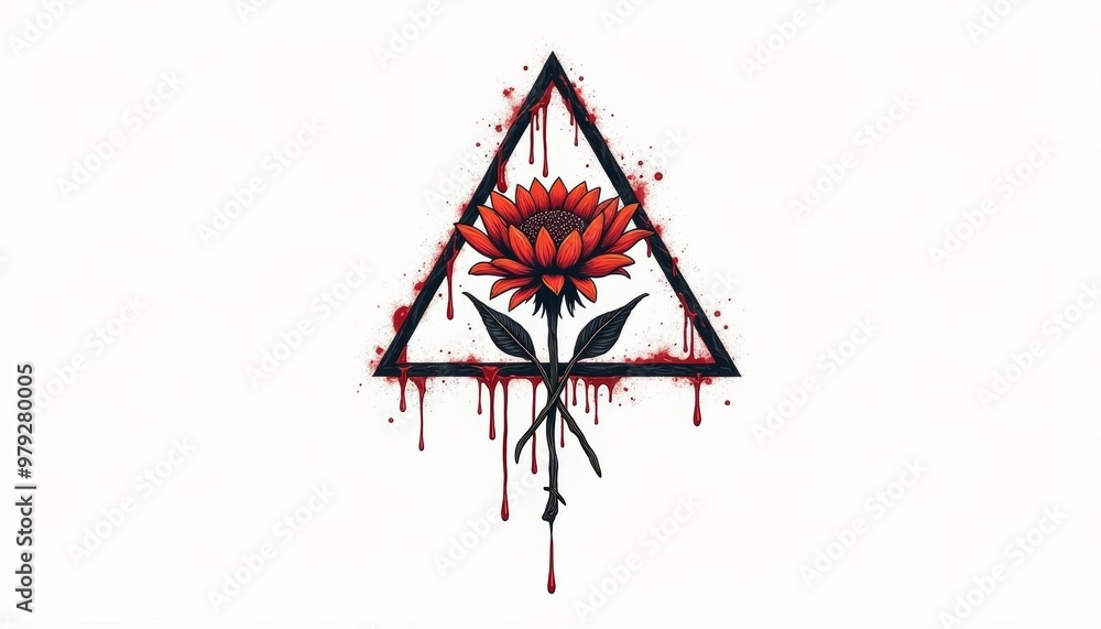 Wall mural  Bloody Flower Triad  Symbolic Art