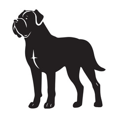 Naklejka premium Cane Corso dog standing silhouette Design, Dog Vector illustration in black and white 