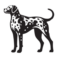 Fototapeta premium Dalmatian dog silhouette Design, Dog Clipart vector illustration in black and white 