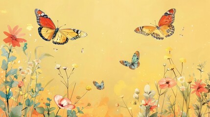 Vibrant butterfly with intricate wing patterns gracefully fluttering amidst a captivating garden filled with blooming colorful flowers on a serene sunny day  Concept of nature beauty and tranquility