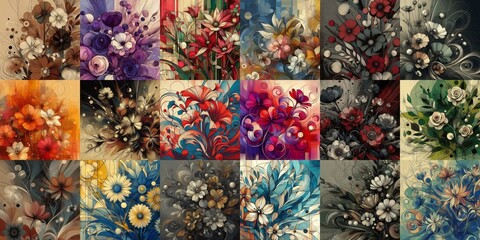 Minimalism art style flowers background. AI generated illustration