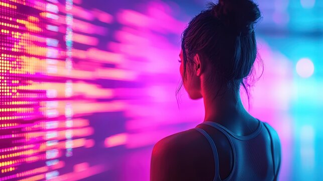 AI-driven personalized fitness program displayed on a holographic screen