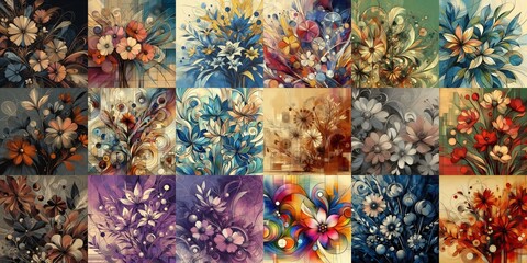 Minimalism art style flowers background. AI generated illustration