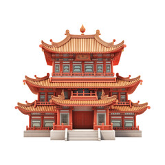Fototapeta premium chinese temple architecture transparent background 