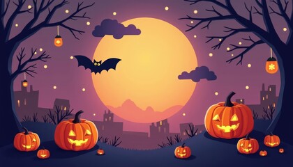 Fototapeta premium Spooky Halloween night under the full moon