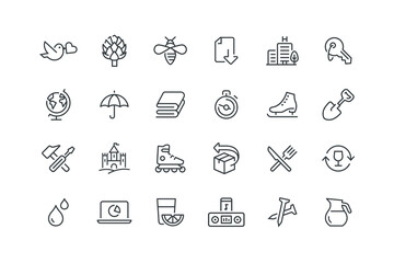 Artichoke vegetable food, Bee wasp honey bug, set of icons for web design, vector illustration