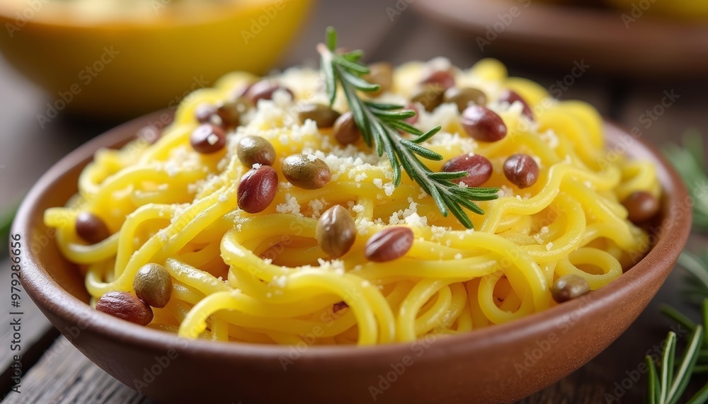 Canvas Prints  Delicious pasta dish with a twist of fresh herbs and nuts