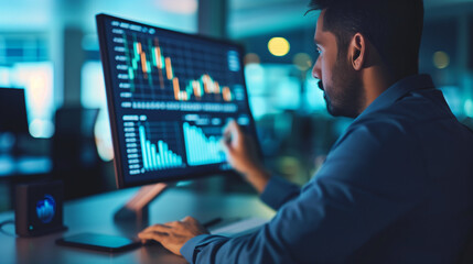 Close-up of digital stock market screen showing dividend stock graph with green upward trend line, symbolizing financial growth and investment success