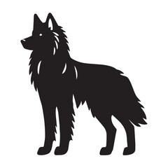 Fototapeta premium Norwegian Elkhound dog silhouette Design, Dog Clipart vector illustration in black and white 
