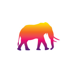 The silhouette of an elephant. Original vector illustration in vintage style.