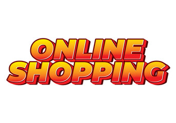 Online shopping. Text effect in 3D style with modern colors