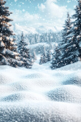 Fototapeta premium Snowdrifts and Blurry Winter Forest