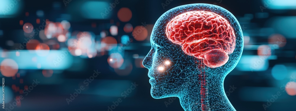 Poster holographic display showing the impact of biohacking on human performance