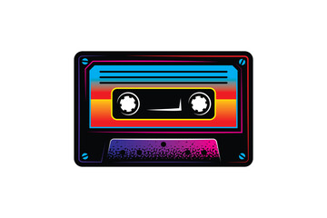 Audio cassette. Original vector illustration in vintage style. T-shirt design.