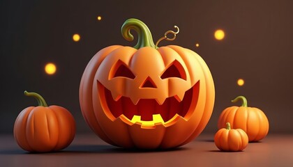 Obraz premium Happy Halloween Pumpkin Jack is ready to greet trickortreaters