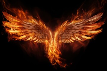 Wing fire flame black background.