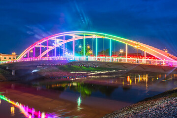 light Chan Palace Bridge over the Nan River Chan Palace bridge New Landmark It is a major tourist is Public places attraction Phitsanulok,Thailand,