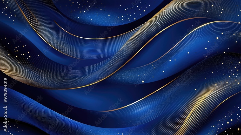 Aufkleber abstract blue and gold waves. this image is perfect for a background or to be used in a design proje