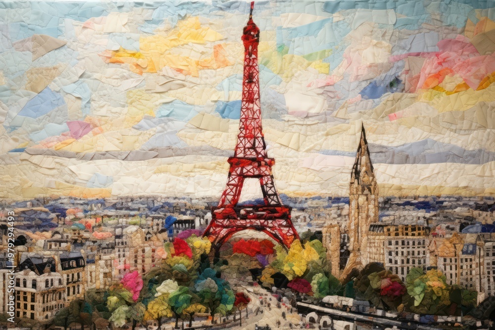 Poster eiffel tower tower architecture landscape.