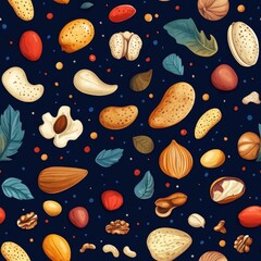 Nuts Seamless Pattern.