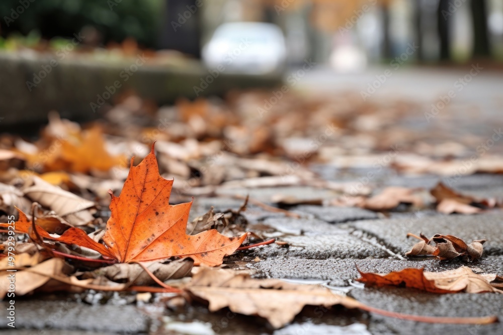 Canvas Prints Dry autumn leave falling tree leaves street.