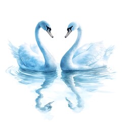 Obraz premium Two Swans in Love Watercolor Illustration