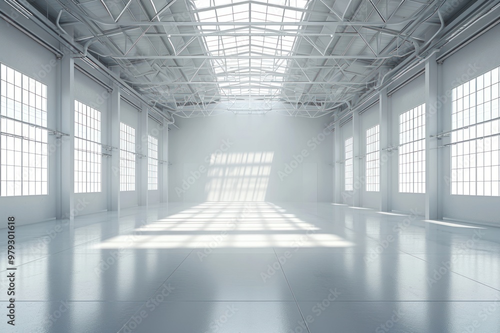 Poster clear and clean white concreate warehouse architecture building window.