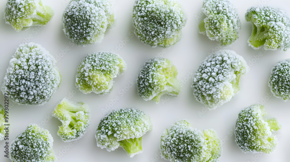 Wall mural frozen broccoli florets