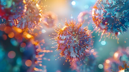 Fototapeta premium Vaccine Targeting Virus in Serum - 3D Microscopic Visualization