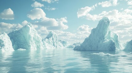 Global warming visual: melting ice caps and rising sea levels, symbolizing the urgent threat to polar habitats caused by CO2 emissions