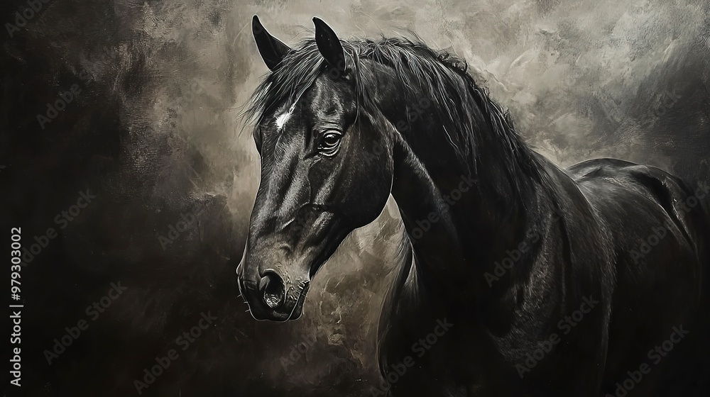 Canvas Prints Black horse portrait 